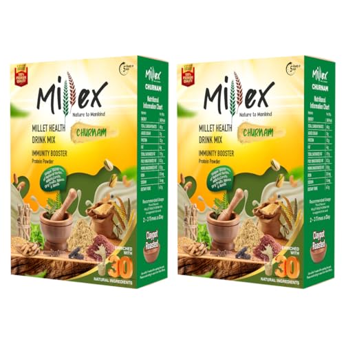 Image of Millex Millet Healthy Mix With Churnam 2 Kg| 30 Natural Nutrition and 18 Herbal Churna Ingredients | Sprouted Cereals,Nuts, & Pulses |No Sugar Organic Multigrain Nutrition Drink| |Porridge Mix
