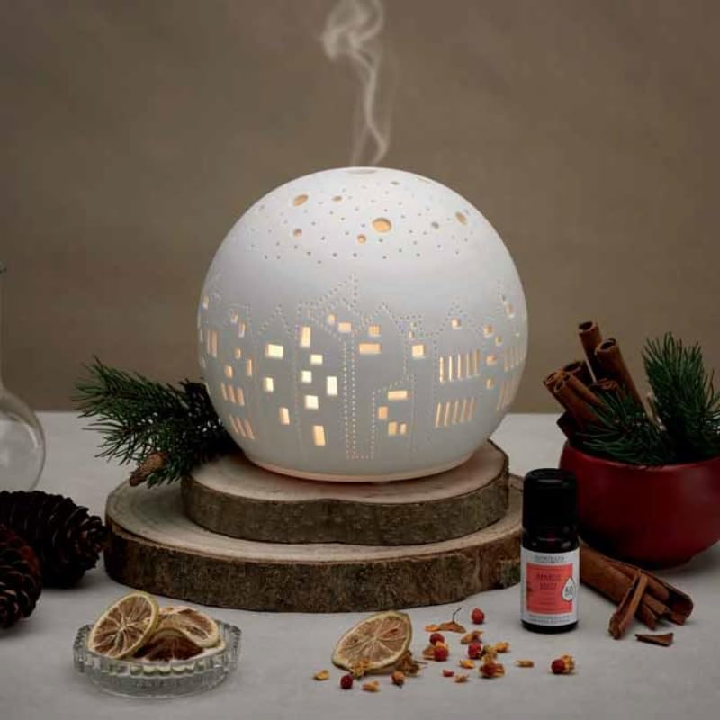 Nasoterapia Winter Tale Diffusore a Ultrasuoni in Ceramica Bianca con Luce LED Cambiante