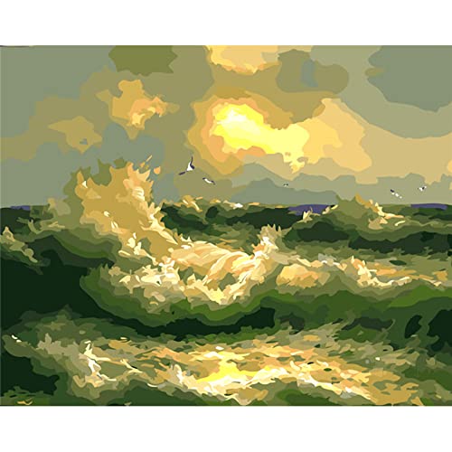 Kit point de croix débutant vagues d'océan 11CT broderie pré-imprimée 40x50 cm