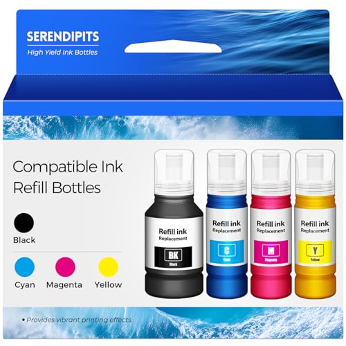Comptible for EPT542 Ink Refill Bottles ET-5850 ET-5150 ET-5170 ET-16650 Replacement Ink Refill Bottles (4 Pack) for Pro ET-5800 ET-16600 ET-5180 ET-5880 ET5850 ET5150 ET5170 ET5180 5800 Printer