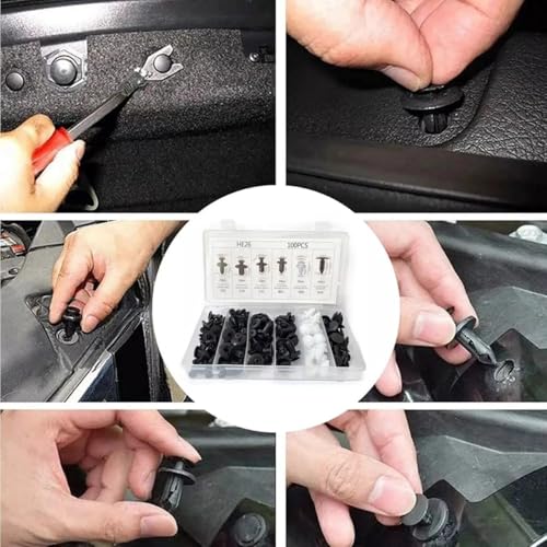 Image of 100 Pcs Car Bumper Clips Car Door Plastic Panel hood Clips Removal Car Auto Retainer Rivet Push Fastener Car Clips Universal Fender Bumper Hook Pin Set (100 Pcs Clips)