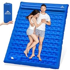 IEEILULU Materassino Campeggio, 196 * 140cm Materasso Gonfiabile Matrimoniale con Cuscino, Materassino Ultraleggero Autogonfiabile per 2 Persone Campeggio Backpacking Viaggio Spiaggia (Blu marino)