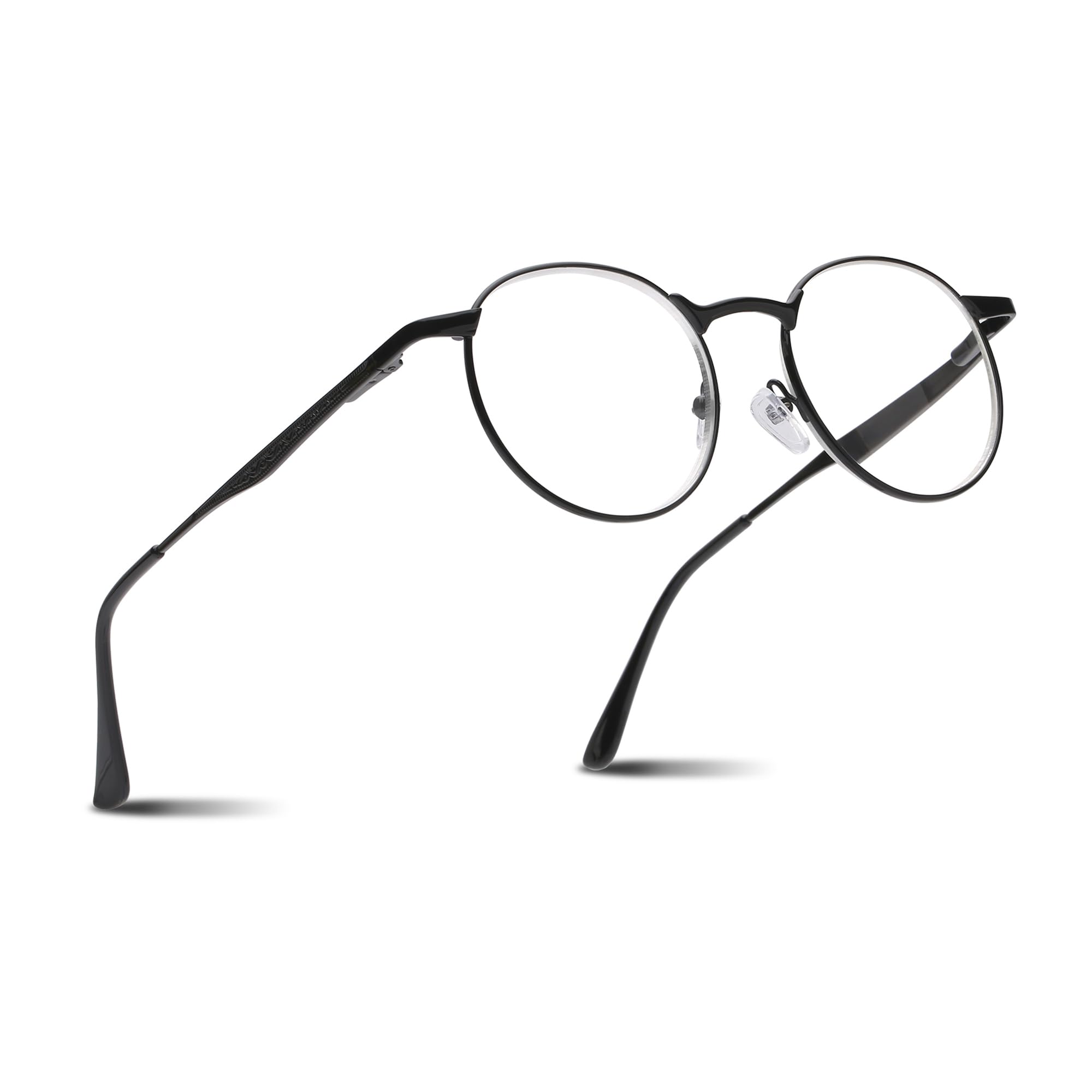 2SeeLife Round Metal Wire Rimmed Reading Glasses for Men & Women – Medium–Wide Fit, Durable, Spring Hinges, Premium Readers, Black, +2.75