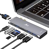 USB C Hub Adapter for MacBook Pro Multiport with 4K HDMI,100W PD 40Gbps Thunderbolt 3, SD/TF Card Reader, 3 USB 3.0, Multiport Dongle for MacBook Pro 2020 2019 2018