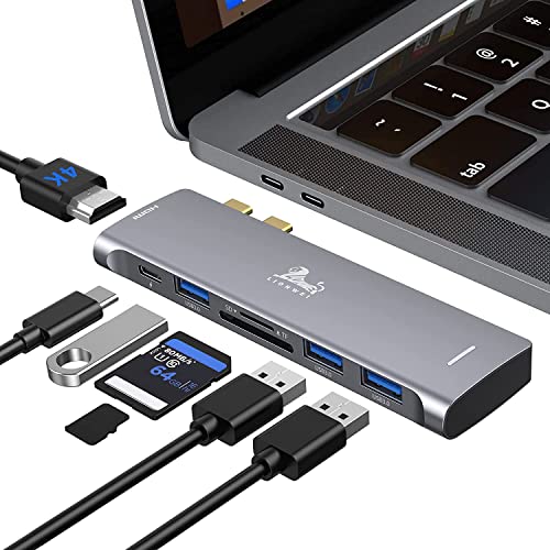 USB C Hub Adapter for MacBook Pro Multiport with 4K HDMI,100W PD 40Gbps Thunderbolt 3, SD/TF Card Reader, 3 USB 3.0, Multiport Dongle for MacBook Pro 2020 2019 2018
