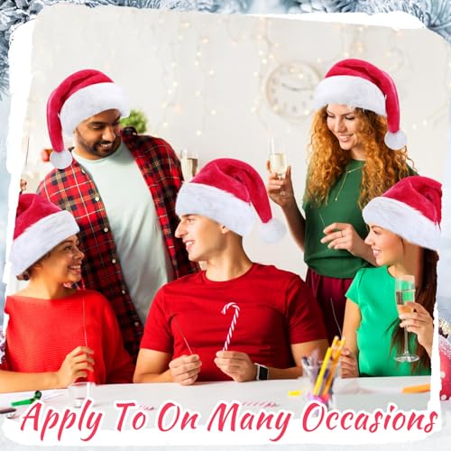 Image of Vicenpal 20 Pcs Santa Hats Bulk Plush Christmas Hats for Adults Women Men Holiday Party Costume(Hot Pink)