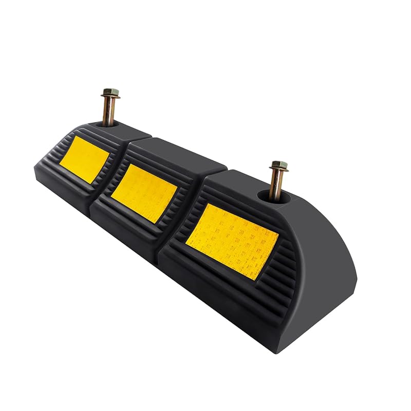 Limitador de estacionamento para rodas em borracha Vacallity com refletores, altura de 8,9 cm, PS01, Pacote com 1