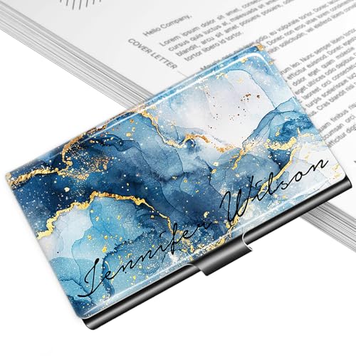 ubjva Personalized Business Card Holder Custom Card Wallet with LOGO Business Card Organizer for Men...