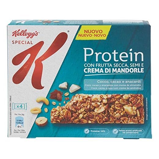Kellogg's Barritas Special K Protein Coco, Cacao y Anacardos - Barritas de cereales con Coco, Cacao y Anacardos - Paquete de 4 barritas x 28 g