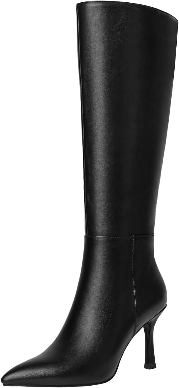 CKSNDLF Women Knee High Boots - Pointed Toe Stiletto Heel