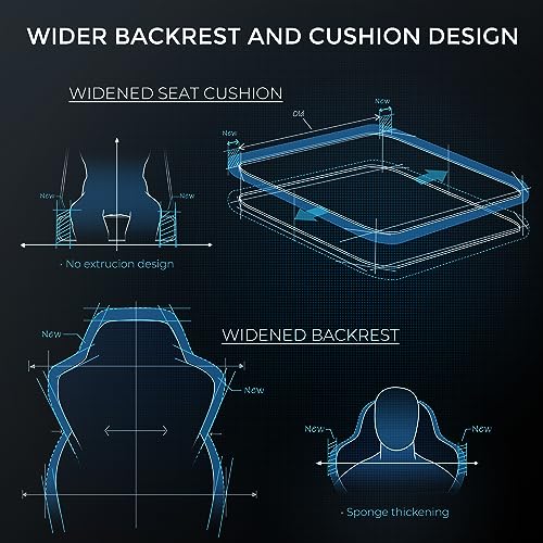 Image of Warmiehomy Gaming Chair - Ergonomic Computer Chairs for Adults - Reclining Office Desk Chair with Footrest and Lumbar Support, High Back Leather Gamer Chairs for Home Office Gaming Room(Black Blue)