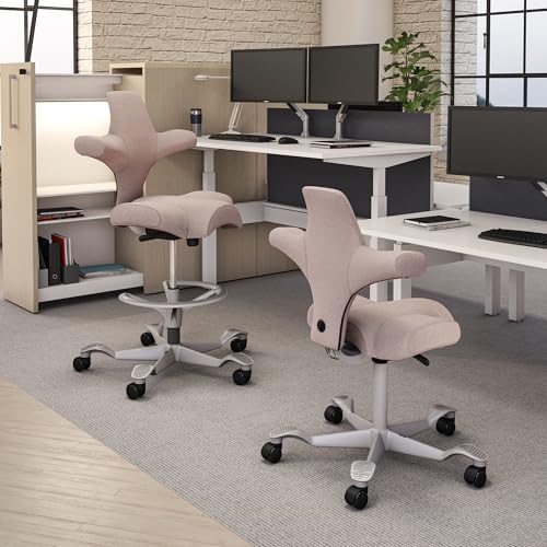 Image of HAG Capisco Sit to Stand Chair-Silver Frame-Upholstered Pink Blush