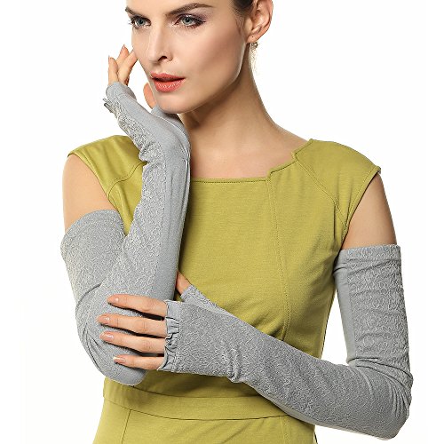 WARMEN Women's Super Long Fingerless Anti-uv Sun Protection Golf Driving Sports Arm Sun Sleeves Gloves
