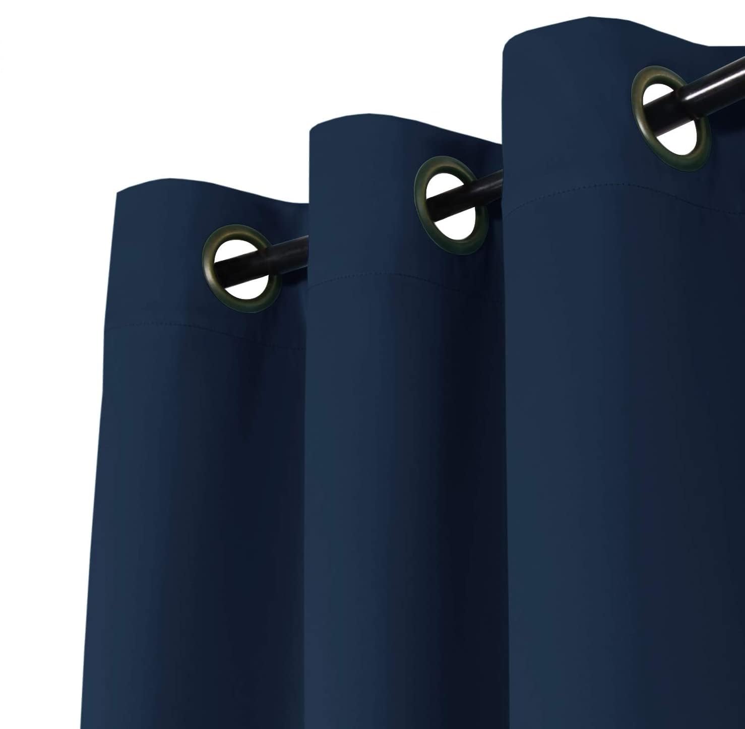 Rideaux Occultants 120x110 Cm - 100% Polyester - Bloque 99% De La Lumière - Isolation Thermique & Acoustique - Installation Facile Œillets 4 Cm - Bleu Foncé