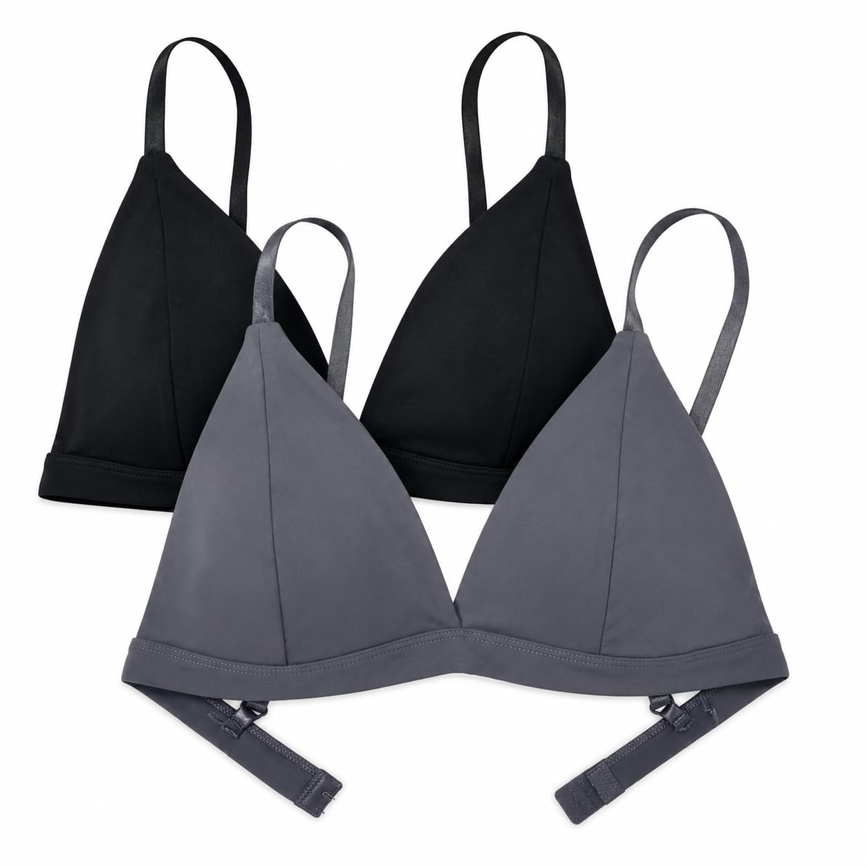Women’s Pack of 2 Padded Non-Wired Plunge Bras for Women & Girls Combo Multicolor (Black & Grey)-picture-40