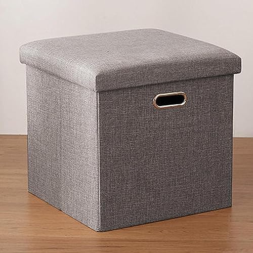 Repose-Pieds Lin Gris Clair Pliable Solution Rangement Gain de Place