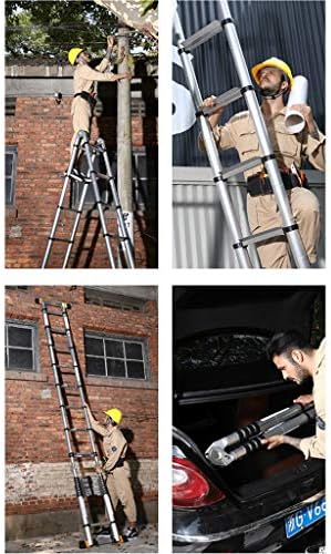 Telescopic Ladder 30 FT - Collapsible Aluminum with One-Button Retraction and Spring Loaded Locking Mechanism for Cleaning and Construction