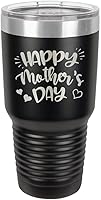 Vista 1 de Taza de viaje con texto en inglés "HAPPY MOTHERS DAY 30 oz Drink Tumbler with Straw " grabado con láser con divertidas citas " Compare con Yeti