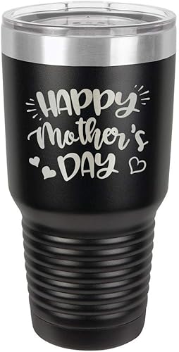 Taza de viaje con texto en inglés "HAPPY MOTHERS DAY 30 oz Drink Tumbler with Straw " grabado con láser con divertidas citas " Compare con Yeti