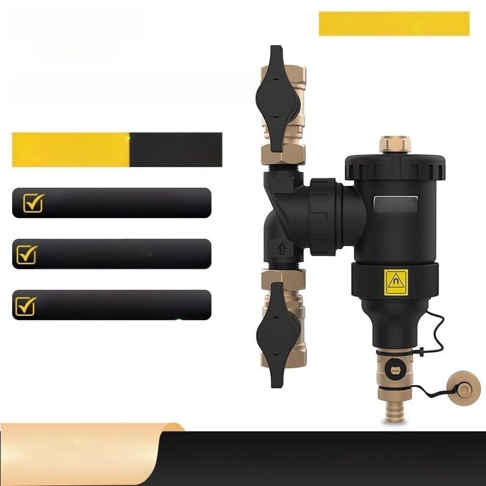 Filtro magnético para calderas de gas e instalaciones de calefacción por suelo radiante con tecnología de pantalla radial y almacenamiento de sedimentos (rosca interna DN25)