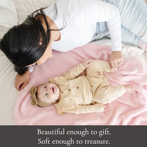 Image of SARANONI Bamboni Luxury Baby Blanket | Cozy & Soft Plush Receiving Blankets | Perfect for Girls & Infant Baby Boy Blankets | Light Pink - 30 inch x 40 inch