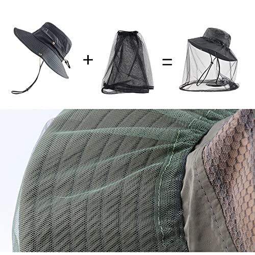 Gorro midge head net con ala ancha y tejido de secado rápido Style5 7