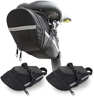 Cozihom Bike Saddle Bag, Bicycle Under Seat Pouch, Water Resistant Wedge Packs with Reflective Safety Stripes, Universal Pouch Compatible with Most of the Bike Saddle, 2 Packs