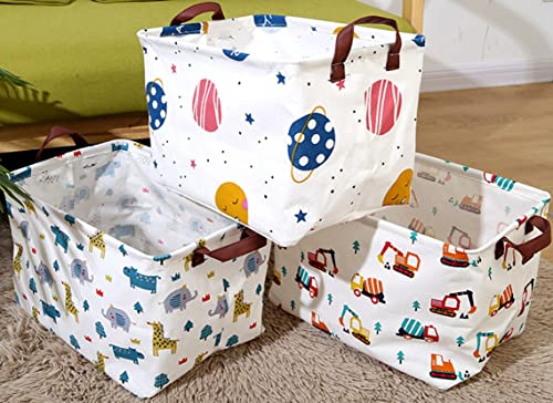 Image of Rectangle Storage Basket Cute Canvas Organizer Bin for Pet /Children Toys, Books, Clothes Perfect for Rooms /Playroom (Animals)
