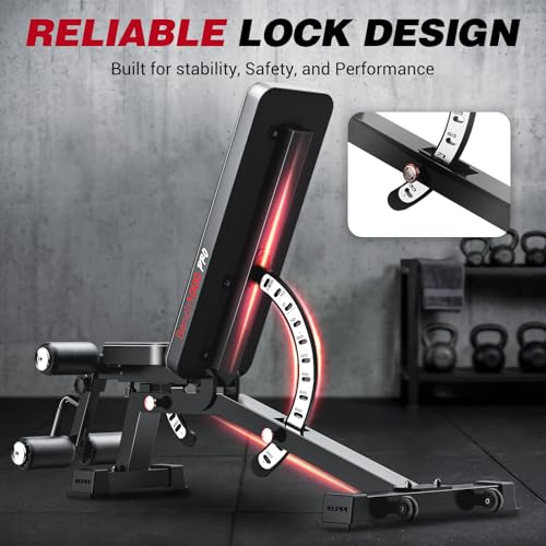 Adjustable Weight Bench, Commercial Grade 1200LB Workout Bench Press Set for Home Gym Strength Training Exercise, Incline Bench with 12+3 Adjustable Backrest&Seat Positions for Full Body Fitness