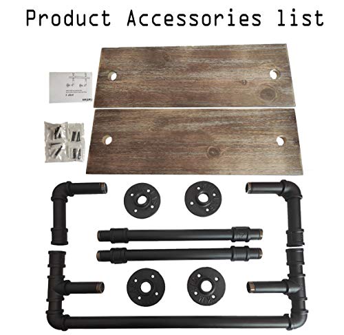 Industrial Bathroom Shelves Wall Mounted 2 Tiered,24In Pipe Shelving Wood Shelf With Towel Bar,Rustic Farmhouse Towel Rack,Metal Floating Shelves Towel Holder,Iron Distressed Shelf Over Toilet #TOP2