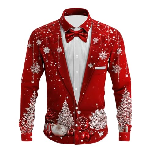 JOASDAO Christmas Shirts for Men, Xmas Shirts for Men UK Plu