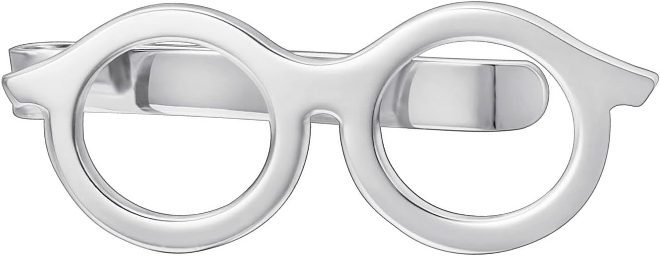 Glasses Tie Clip Silver Black Tie Clips For Men Unique Tie Accessories For Men