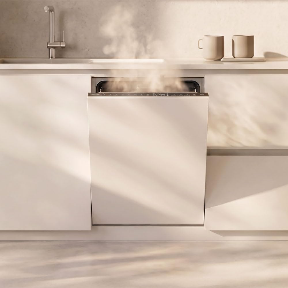 Cecotec Lavavajillas 45 cm Integrable Bolero Aguazero 45100 Full-BI Connected. 11 Cubiertos, 10 Programas, Inverter Plus Duo, Panel Táctil, WiFi, Smart Wash, O2Dry, Super Dry, FloorView Light