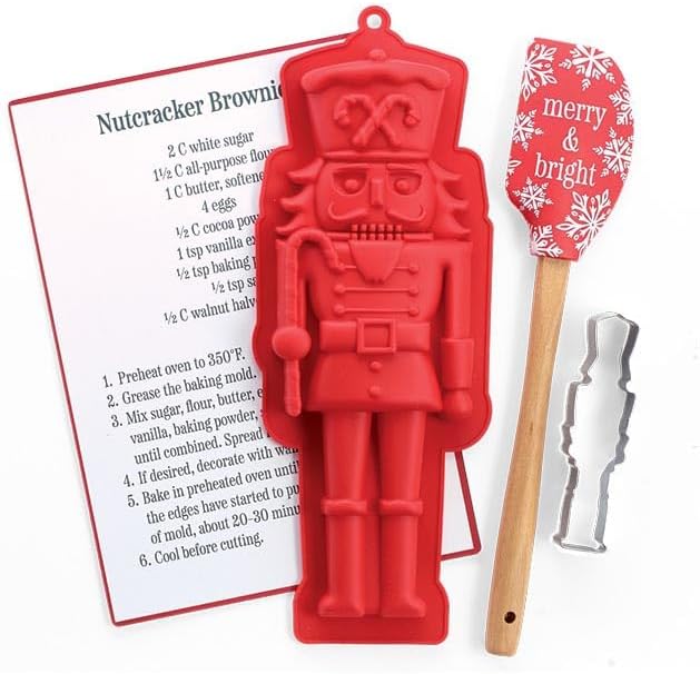 burton+BURTON Nutcracker Bakeware Gift Set, 12-Inch, Silicone, Red, Set of 2