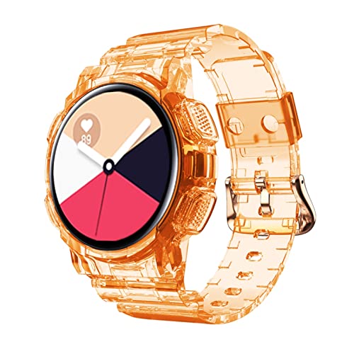 TPU Transparent Band+Case Watchband Straps for Samsung Galaxy Active 2 40mm Sport Strap Case (Color : Orange, Size : for Active 2 40mm)
