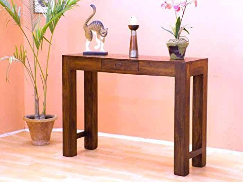 Image of Brown Wooden Console Bedside End Table with Drawer for Living Room