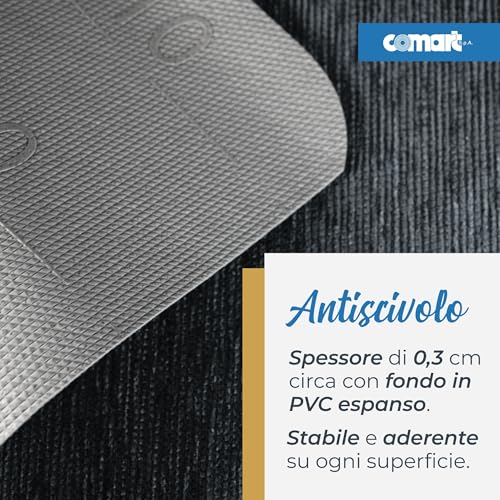 Comart - Tappeto Cucina Nancy - Antiscivolo - Lavabile in Lavatrice - Moderna Passatoia in Ciniglia - Runner per Corridoio e Cucina - Morbido e Resistente - Made in Italy - Grigio - 50x170 cm - immagine 5