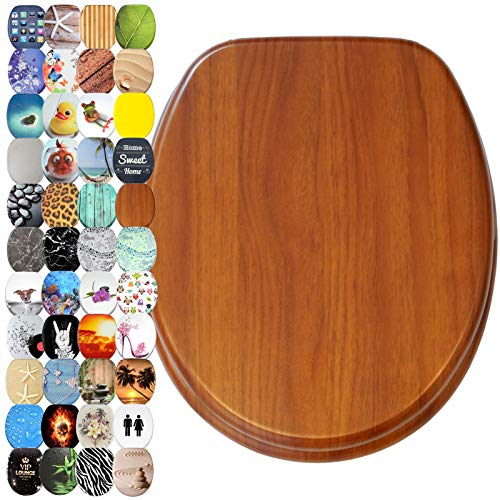 Sanilo Tapa de inodoro con cierre suave, gran selección de atractivos asientos para WC y duradera de madera (Caoba)