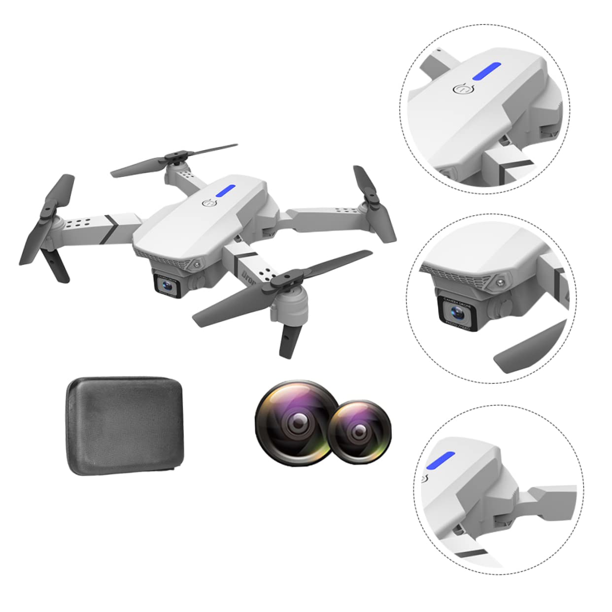 BESTonZON Dron Plegable E525 Cámara Gran Angular, Video en Alta Definición y Transmisión en Real, Vuelo Estable para Fotografía Aérea