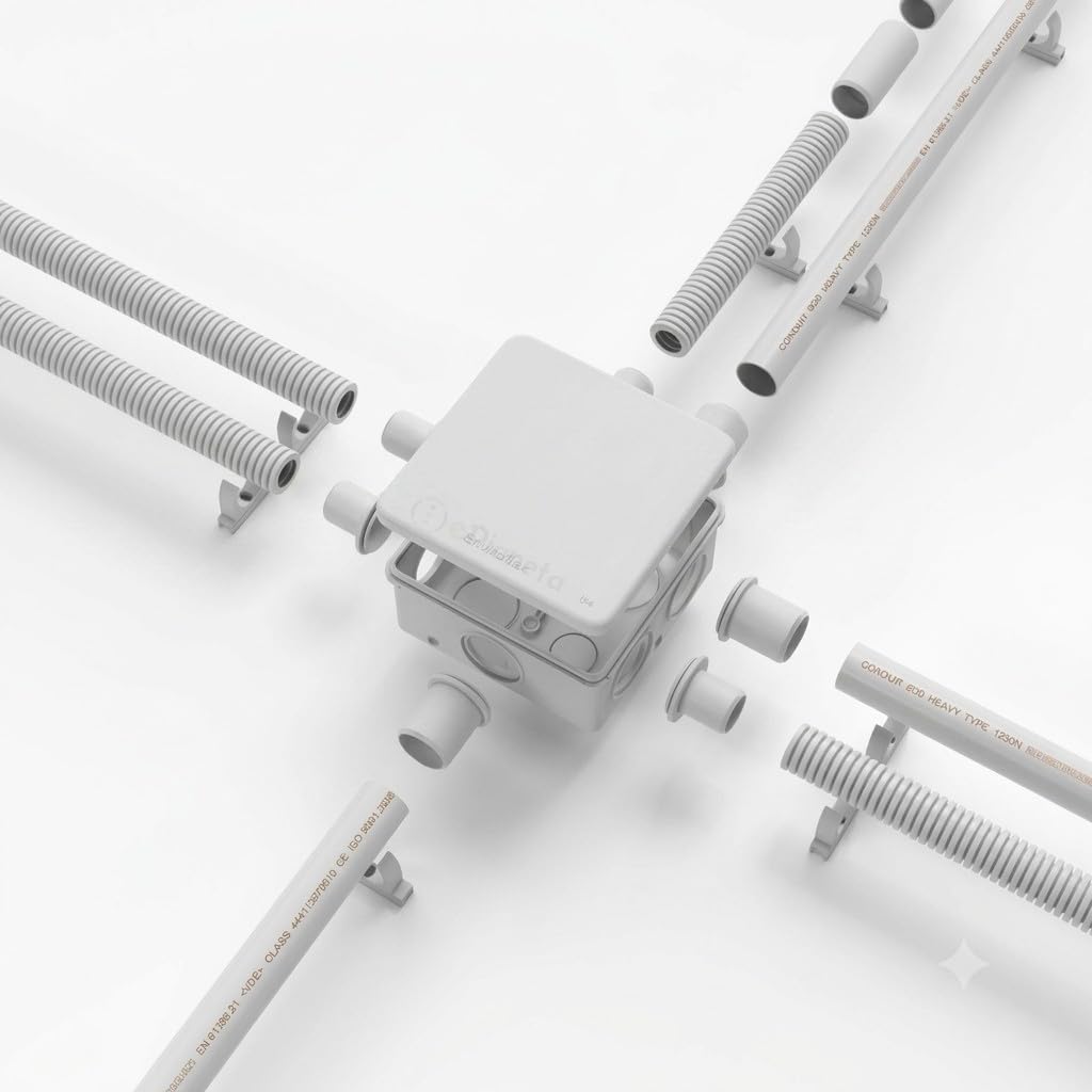 20 Metri Tubo rigido Ø D 32 mm grigio in PVC passacavi a parete per cavi elettrici confezione 10 pezzi barra da 2 m