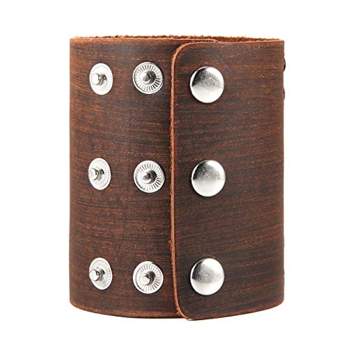 Hzman Unisex Handmade Woven Leather Bracelet Wide Sleeve Wrapped Buckle Adjustable Leather Bracelet #TOP3