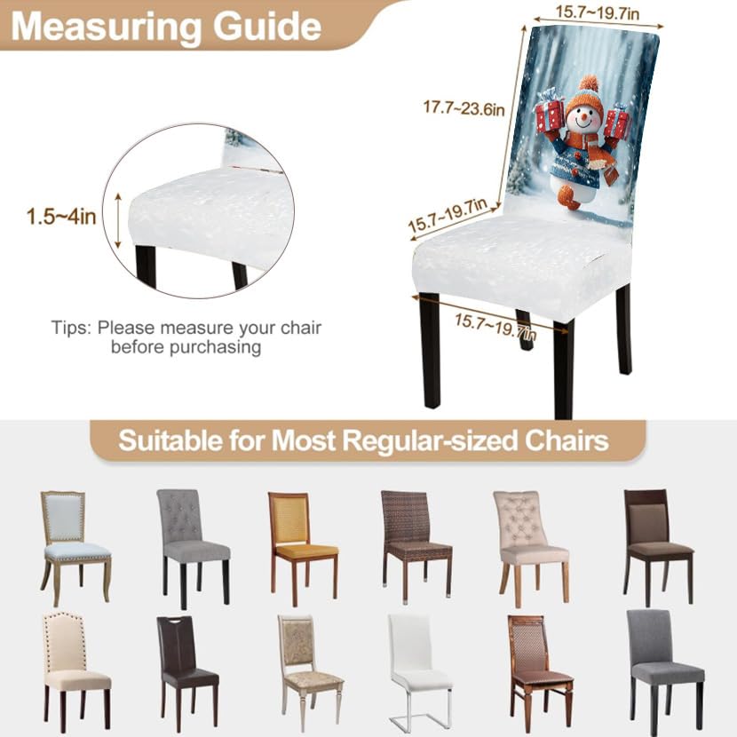 Image of Snowman Christmas Dining Chair Covers Set of 4, Gift Slipcovers