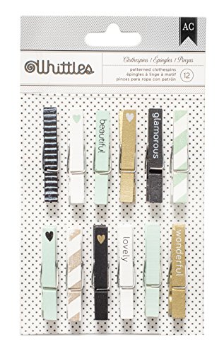 American Crafts 12 Piece Designer Desktop Clothespins, Beautiful