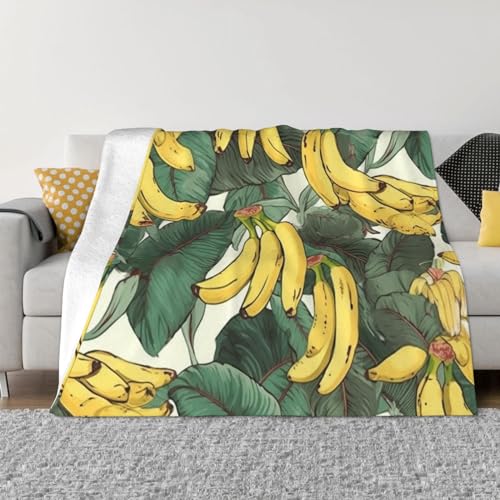 Couverture micro polaire bananes 203x152 cm jeté de lit chaud sans couture