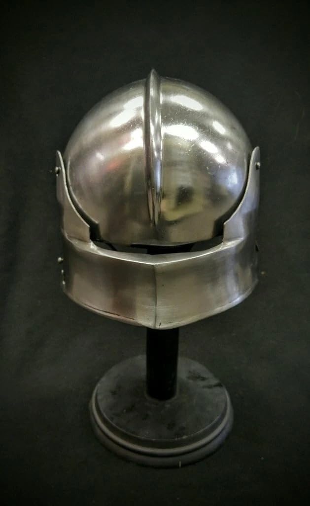 Medieval Armory Crafts German Sallet Helmet, 18 Gauge Steel Construction, Brass Color, Adult Standard Size, Medieval Style, Padded Cotton Interior for Medieval Reenactment