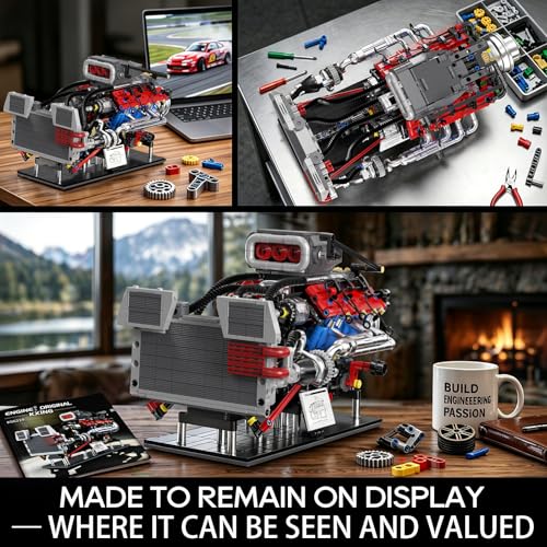 Image of V8 Engine Model Kit that Runs, 1145PCS Advanced Muscle Engine Kit