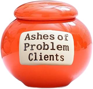 Cute Ashes of Problem Clients Piggy Bank Home Decor Mini Jar,Funny Candy Blessings Swear Jar Versatile Piggy Bank Birthday Gift for Boss Man Woman Brother Employee Gifts (Orange)