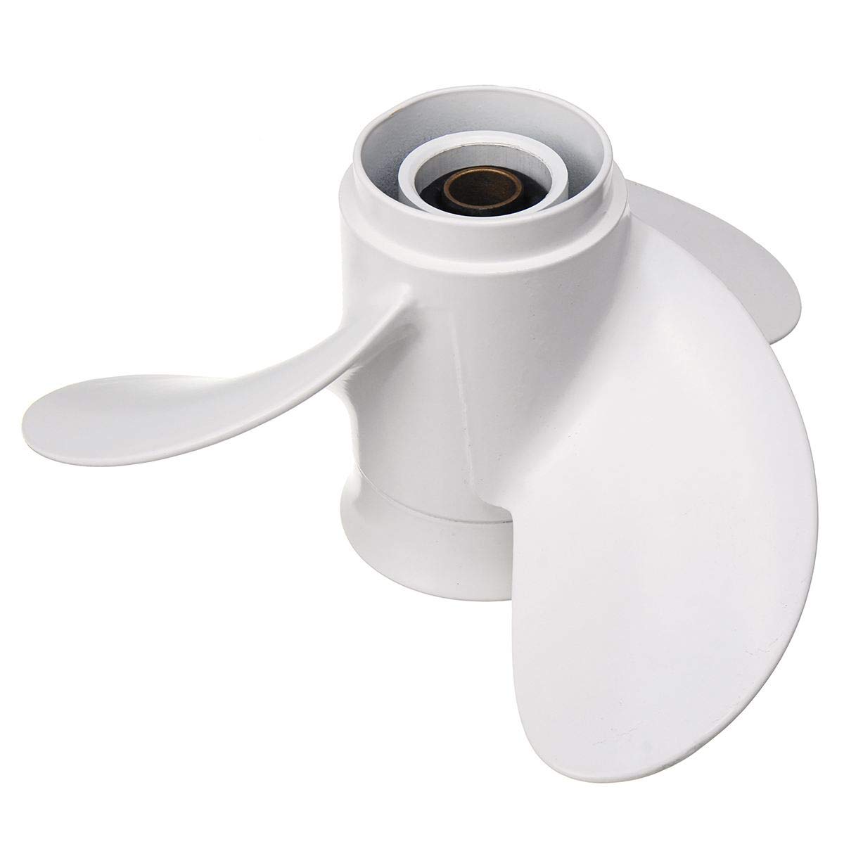 6G1-45943-00-EL Śmigło zaburtowe łodzi ze stopu aluminium 8 1/2 X 8 1/2, dla, 6-8 KM Białe 7 zębów wielowypustowych 3 ostrza R Obrót