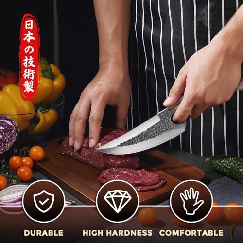 ROCOCO 3PCS Butcher Knife Set - Serbian Chef Knife Viking Boning Cleaver for BBQ Birthday Father Mother Christmas Gift Idea Men by ROCOCO - Image 8
