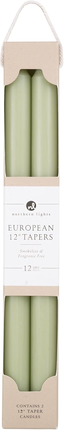 Northern Lights Candles - 12" 12pk Tapers - Sage Green - 72761